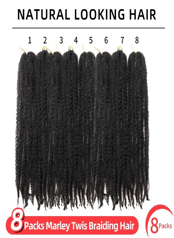 QRHSUKA Marley Twist Braiding Hair 18 Inch Marley Twist Hair 8 Packs Cuban Twist Hair Afro Kinky Crochet Hair Synthetic Marley Hair Extensions (18 Inch(Pack of 8),1B) - Image 2